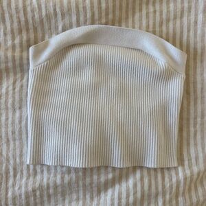 Abercrombie & Fitch White Ribbed Strapless Top